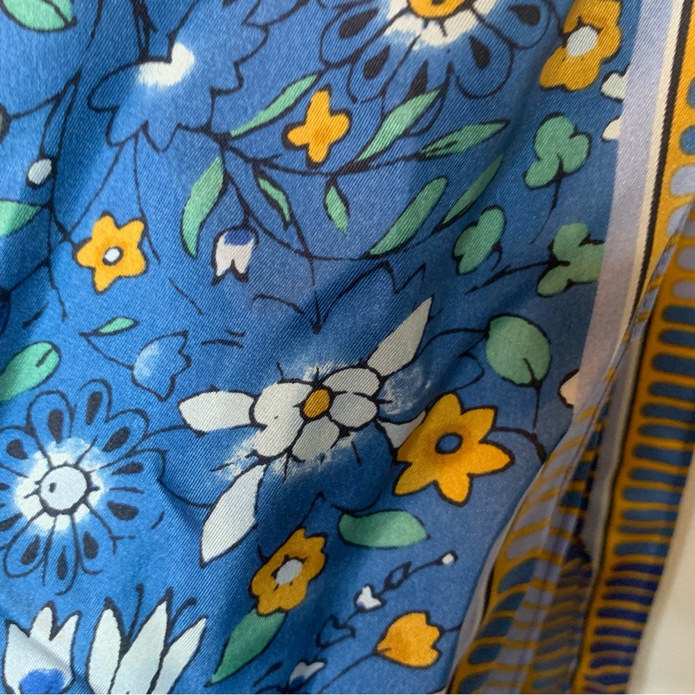 Ann Taylor Silk Scarf with Floral Design in Blue and Green - Picture 4 of 8